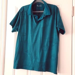 Under Armour Loose Heat Gear Camo Lightweight Mesh Polo XL Golf teal blue